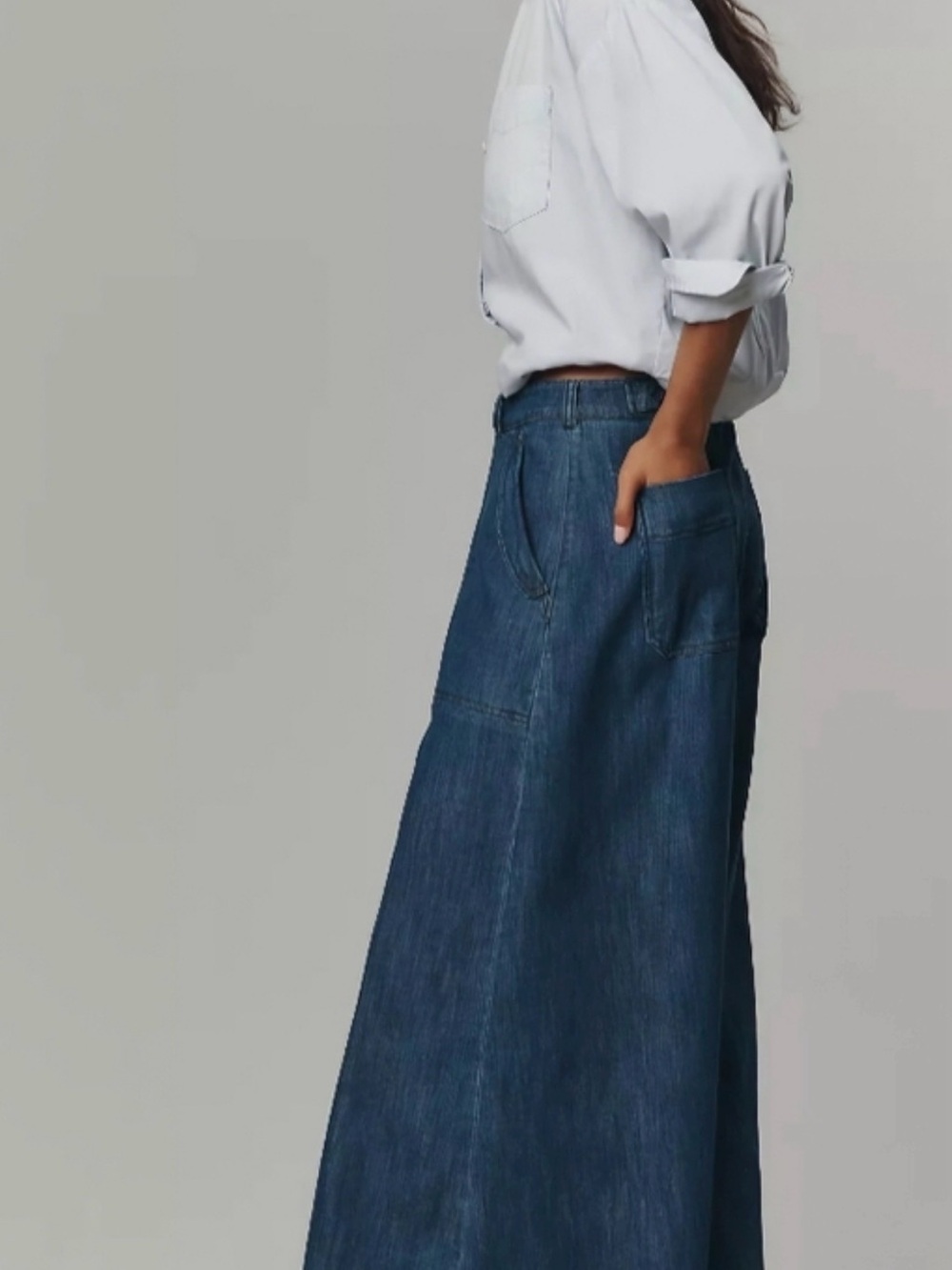 Pilcro Wide-Leg High-Rise Jeans in Dark Blue Denim - Picture 4 of 10